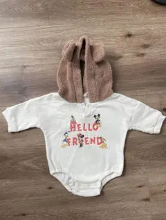 ディズニー ミッキー耳 フード ロンパース もこもこ 80cm