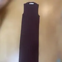 ZARA ノースリーブ リブ編み ロング丈ワンピース ブラウン