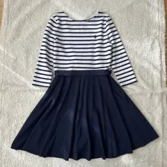 ポロラルフローレン　ボーダー切り替えワンピースネイビー(160 )ウエストリボン