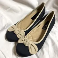 【新品タグ付き】リボンバレエパンプス♡黒♡L