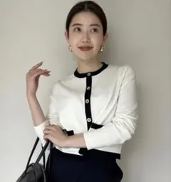 anuans ベーシッククルーネックカーディガン　MIX バイカラー