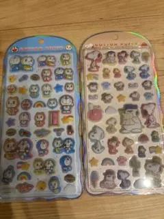 コットンパフィー　シール　ドラえもん　スヌーピー