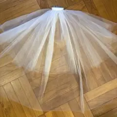 ウェディング ショートベール 白 無地 2層 ベールダウン ブライダル 結婚式