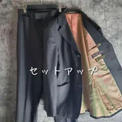 【ロロピアーナ】セットアップ スーツ 裏地玉虫色 光沢 ダークグレー ビジネス