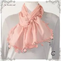 ❤ストール　綿100％ガーゼ　冷房対策　素材天然素材　小花端　レース