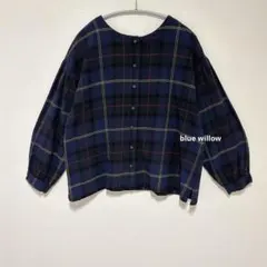 【美品】ブルーウィロー　前後着　コットンチェックブラウス