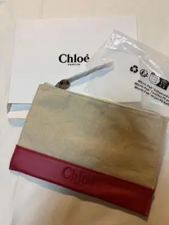 Chloe PARFUM ポーチ キャンバス レッド　ノベルティのサムネイル