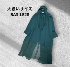 大きいサイズ！BASILE28/シフォン切り替えレーヨンフーデットカーディガンのサムネイル
