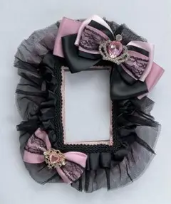 カードケース　硬質ケースデコ　ブラックピンク　パーツ2個付