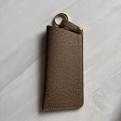 ブラウンレザー メガネケース リング付き