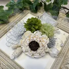 ドライフラワー髪飾り　結婚式成人式卒業式夏祭り髪飾り　ラナンキュラス紫陽花リボン