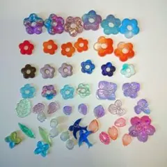 デコパーツ 花 フラワー 葉っぱ モチーフ セット レジン