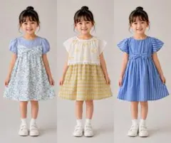 70%off ：キッズ女の子　可愛いワンピース110cm 3点セットのサムネイル