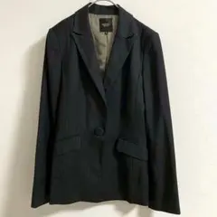 INDIVIインディヴィ 日本製 ストライプジャケット 黒 スーツ c468のサムネイル