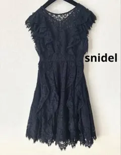 snidel スナイデル　総レースフリル　ワンピース　ネイビー　S