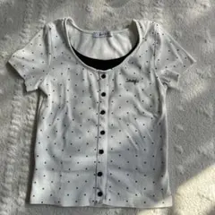 リブTシャツ ドット柄