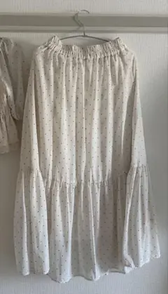 ドット柄 ロングスカート アイボリー