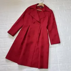 【美品】エムズグレイシー ロングコート Aライン 総柄 レッドのサムネイル