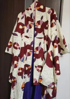 袴セット　えんじつばきモザイク