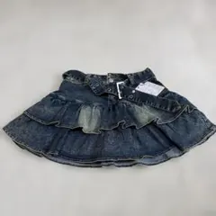 【新品タグ付】GRL グレイル ベルト付フリルデニムミニスカート スカパン M