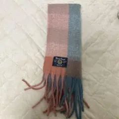 ストライプデザイン マフラー ピンク 水色