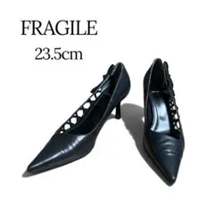 FRAGILE ポインテッドトゥ レースアップ　パンプス 23.5 黒のサムネイル