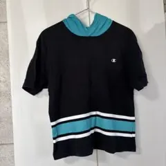 Y*o様 Champion フード付きTシャツ 150サイズ ブラック/ターコイ
