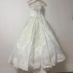 韓国風 ウェディングドレス ロングトレーン ビジュー刺繍 前撮り 二次会　7号S