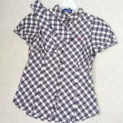 BURBERRY バーバリー ブラウス ストライプ フリル パフスリーブ 美品