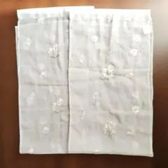 花と蝶の刺繍 カフェカーテン 約150×43cm 2枚セット★本日お値下げ中！