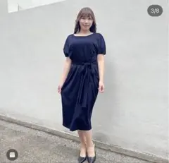 Pinup Closet Vネックカンパニュラワンピ ネイビー 元鈴木さん - メルカリ