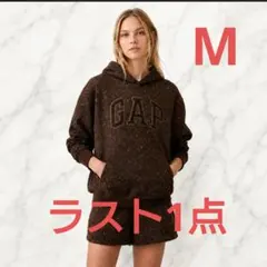 る*あ様 GAP レオパード柄 ロゴ プルオーバー パーカー ブラウン