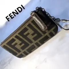 FENDI フェンディ　ズッカ柄 コインケース キーリング付 ミニポーチ