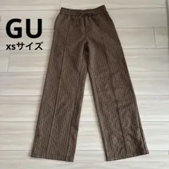 GU 체크 무늬 와이드 팬츠