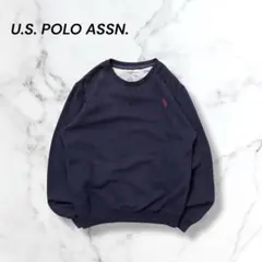 スウェットトレーナー刺繍ロゴVガゼット無地ワンポイントvintage古着ネイビー