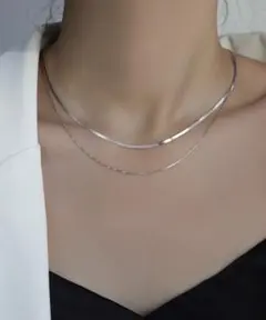 スネークチェーン 高級 爆売✨2セット サージカルステンレス シルバーネックレス