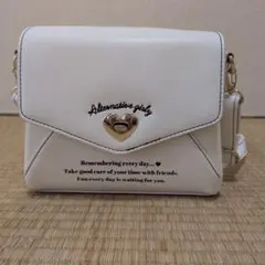 Algyホワイト ショルダーバッグ ハート金具