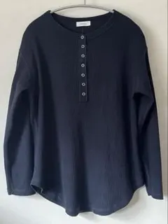 SHIPS any ワッフル ヘンリーネック ラウンドヘム プルオーバー