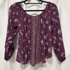 Hollister パープル 2way花柄ブラウス オフショル エスニックのサムネイル