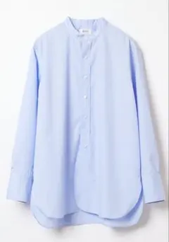 美品☆INED／イネド☆ノーカラーチュニックシャツ《Prime flex》金釦 