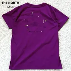 상태좋음 ザノースフェイス 速乾Tシャツ バックプリント 紫 抗菌防臭 ポリジン L