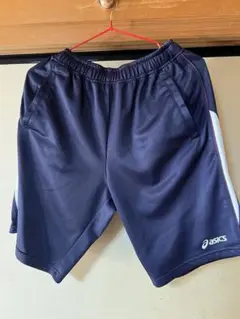アシックス ジャージ ハーフパンツ メンズ ネイビー