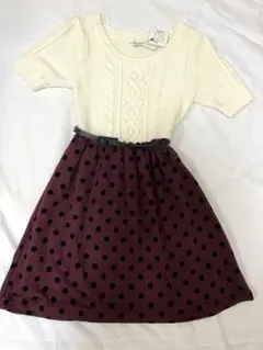 ニットドット柄ワンピース 約82cm