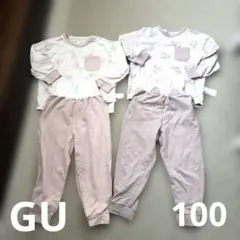 GU パジャマ セット 2点 100cm 猫柄のサムネイル