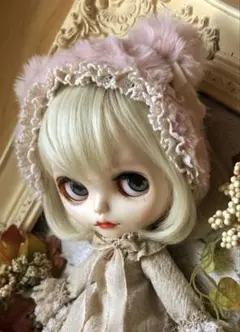 ♪ブライスアウトフィット†ピンクくま耳ヘッドドレス†#464♪