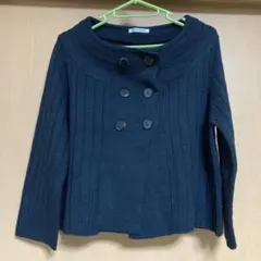 SUNLAMITE ブラックカーディガン 長袖　ダブルボタン　8分袖