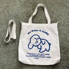 犬イラスト エコバッグ ホワイト