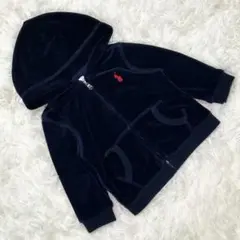 『ラルフローレン』 (9M) ベロアジップアップパーカー フード ポニー刺繍