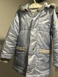 ファミリア水色 中綿コート 取り外しフード