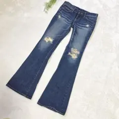 moussy マウジー　MVS フレアデニム 25インチ　ダメージパンツ